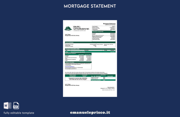 stile verificato Dichiarazione di mutuo Norvegia Berg Sparebank Modello Word e m